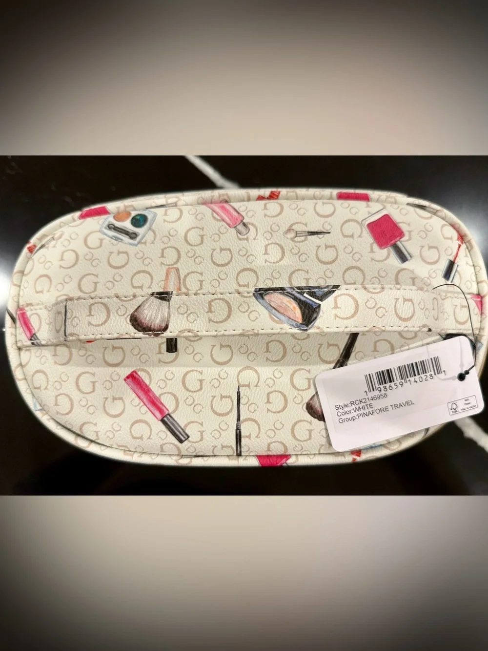 NWT Guess Makeup Train Case Cosmetic Bag | White Beauty Print|Travel Vanity Case